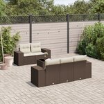 vidaXL Salon de jardin avec coussins 6 Pièces marron résine tressée