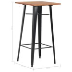 vidaXL Mobilier de bar 3 Pièces Acier Noir et marron