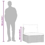 vidaXL Canapé central de jardin avec coussins Noir Résine tressée