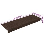 vidaXL Tapis d'escalier autocollants 30 pièces 65 x 21 x 4 cm Marron Bord rectangulaire