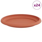 vidaXL Plateau à fleurs rond 24 Pièces Rouge brique Ø 14 x 2 cm Plastique