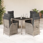 vidaXL Ensemble à manger de jardin 5 Pièces coussins gris résine tressée
