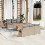 vidaXL Salon de jardin avec coussins 7Pièces mélange beige résine tressée