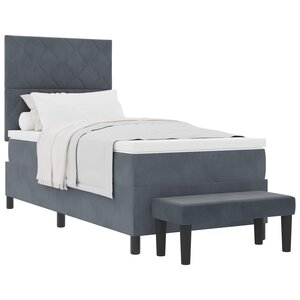 vidaXL Lit à ressorts avec tête de lit Gris foncé 200 x 90 cm Velours