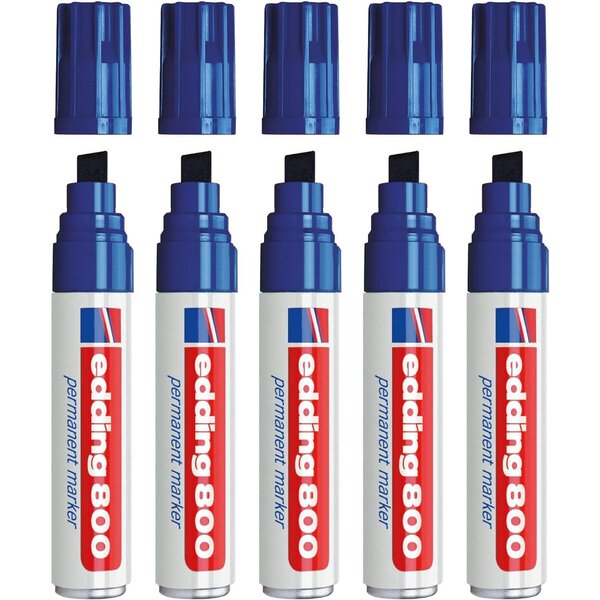 Marqueur Permanent 800 Corps Alu Bleu Pointe Biseau 4-12 mm x 5 EDDING
