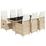 vidaXL Ensemble de bistro de jardin 7 Pièces coussins beige poly rotin
