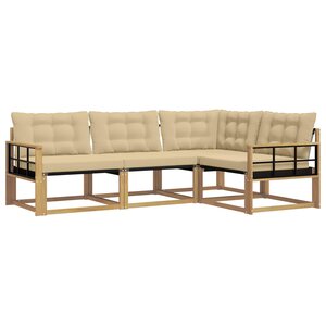 vidaXL Ensemble de canapés d'extérieur 4 pc Blanc et Beige