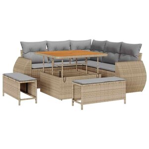 vidaXL Ensemble de canapé de jardin 8 Pièces Beige polyrotin