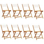 vidaXL Chaises de jardin pliantes lot de 8 tissu et bois massif