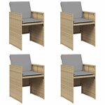 vidaXL Chaises de jardin avec coussins lot de 4 mélange beige