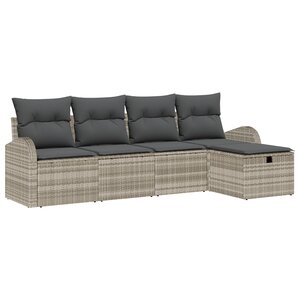 Set de Canapés de Jardin vidaXL 5 pièces avec Coussins Gris Clair en Rattan Synthétique