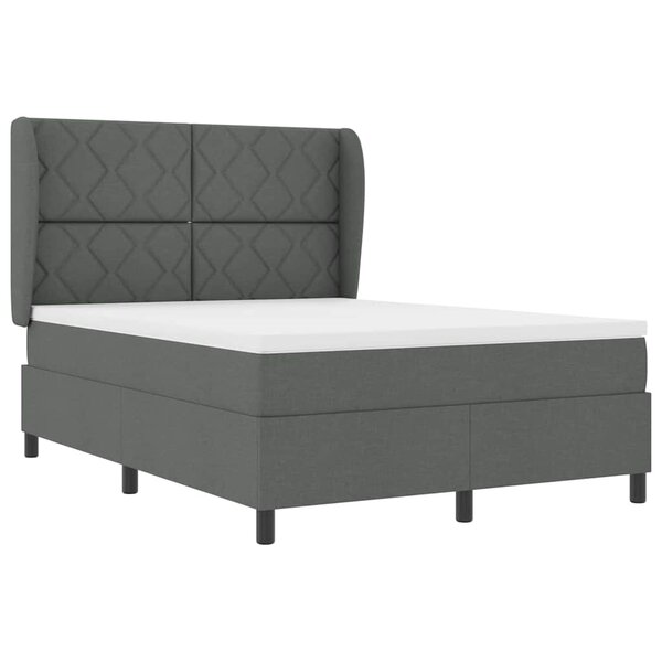 vidaXL Lit à ressorts avec matelas Gris foncé 140 x 200 cm tissu