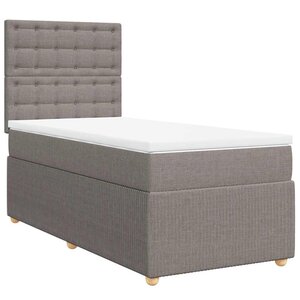 vidaXL Sommier à lattes de lit avec matelas Taupe 90x200 cm Tissu
