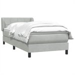 vidaXL Sommier à lattes de lit et matelas gris clair 90x220 cm velours
