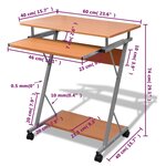 vidaXL Bureau d'ordinateur avec plateau à clavier coulissant Marron