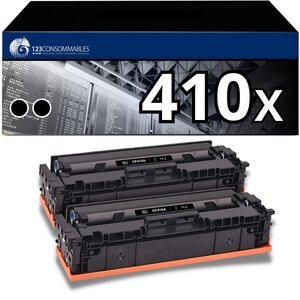123CONSOMMABLES - 410X - Toners compatible avec HP CF410A CF410X 410A 410X pour HP Color Laserjet Pro MFP M477fdw M477fnw M477fdn M452nw M377dw M452dn M452dw M477 M452 (Pack 2 noir)