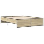 vidaXL Cadre de lit chêne sonoma 160x200 cm bois d'ingénierie et métal