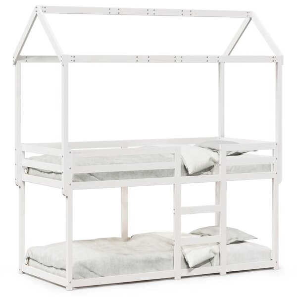 vidaXL Lit superposé avec toit blanc 80x200 cm bois massif de pin