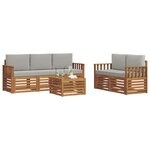 vidaXL Ensemble de canapés d'extérieur 6 pc Naturel et gris clair