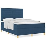 vidaXL Lit Box Spring avec Matelas Bleu 140x200 cm Tissu