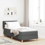 vidaXL Lit à ressorts avec matelas Gris foncé 80 x 200 cm tissu