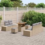vidaXL Ensemble de canapé de jardin 8 Pièces Beige Poly rotin