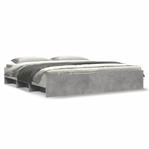 vidaXL Cadre de lit sans matelas gris béton 200x200 cm bois ingénierie
