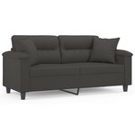 vidaXL Canapé 2 places avec oreillers et coussins Gris foncé 140 cm