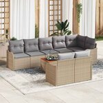 vidaXL Ensemble de canapé de jardin 9 Pièces Beige Poly rotin