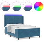 vidaXL Lit à Ressorts avec Matelas LED Bleu 160 x 200 cm Velours
