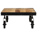 vidaXL Table basse avec roulettes bois de manguier massif 100x55x26 cm