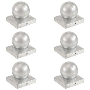 vidaXL Bouchons de poteau 6 Pièces Globe final Métal galvanisé 101x101 mm