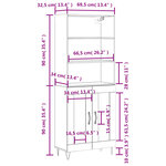 vidaXL Buffet haut Chêne sonoma 69 5x34x180 cm Bois d'ingénierie