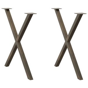vidaXL Pieds de table à manger en forme de X  2 pièces  acier naturel  70 x (72-73) cm