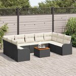 vidaXL Ensemble de canapé de jardin 10 Pièces Noir Poly rotin