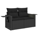 vidaXL Salon de jardin 7 Pièces avec coussins noir résine tressée
