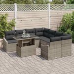 vidaXL Ensemble de canapé de jardin 9 Pièces Gris Poly rotin