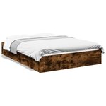 vidaXL Cadre de lit et tiroirs chêne fumé 120x190 cm bois d'ingénierie