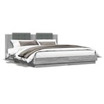 vidaXL Cadre de lit avec LED sans matelas sonoma gris 200x200 cm