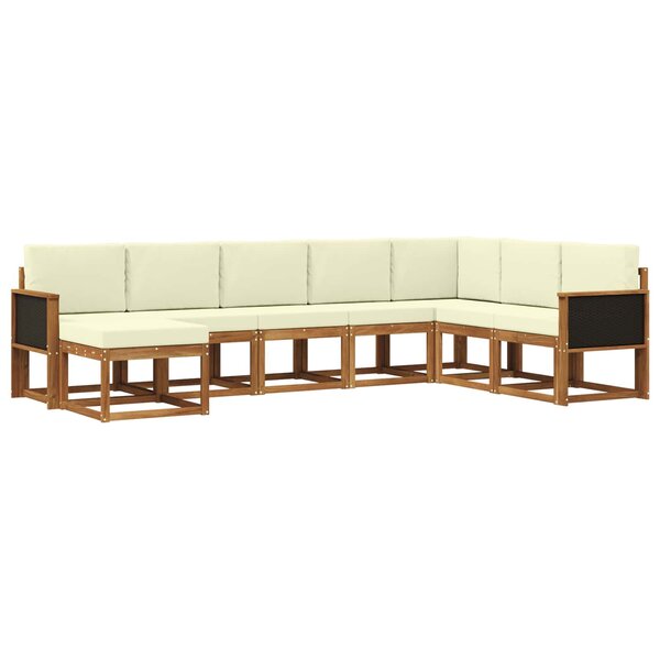 vidaXL Ensemble de canapés d'extérieur 8 pc Naturel et Crème