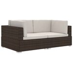vidaXL Chaises d'angles lot de 2 avec coussins Résine tressée Marron