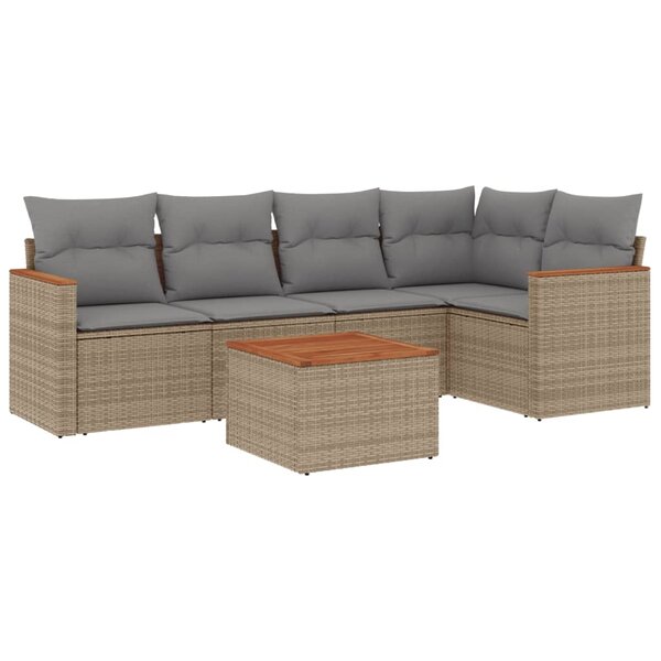vidaXL Salon de jardin avec coussins 6Pièces mélange beige résine tressée