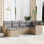 vidaXL Salon de jardin avec coussins 6Pièces mélange beige résine tressée
