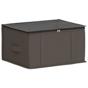 vidaXL Boîte de rangement avec fenêtre transparente Gris Tissu intissé
