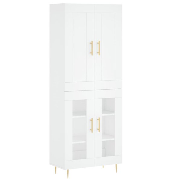 vidaXL Buffet haut Blanc 69 5x34x180 cm Bois d'ingénierie