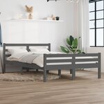 vidaXL Cadre de lit Gris Bois massif 140x200 cm