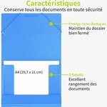 ACROPAQ 10x Chemises à Élastiques à 3 Rabats A4- Jusqu'à 200 pages  Dos 2 5 cm- 10 chemise cartonnee avec rabats et elastique