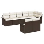 vidaXL Ensemble de canapé de jardin 8 pièces avec coussins en poly rotin marron