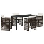 Ensemble de salle à manger de jardin 5 pièces vidaXL avec coussins Marron en Poly Rotin