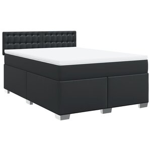 vidaXL Sommier à lattes de lit avec matelas Noir 140x190 cm Similicuir